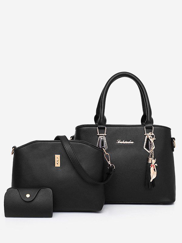 

3 Pieces Chic Shopping Multi Function Tote Bag Set, Black