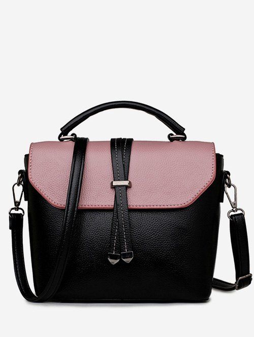 

Vintage Color Block PU Leather Crossbody Bag, Black