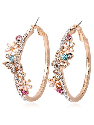 

Rhinestone Inlaid Butterfly Wedding Hoops Earrings, Multi