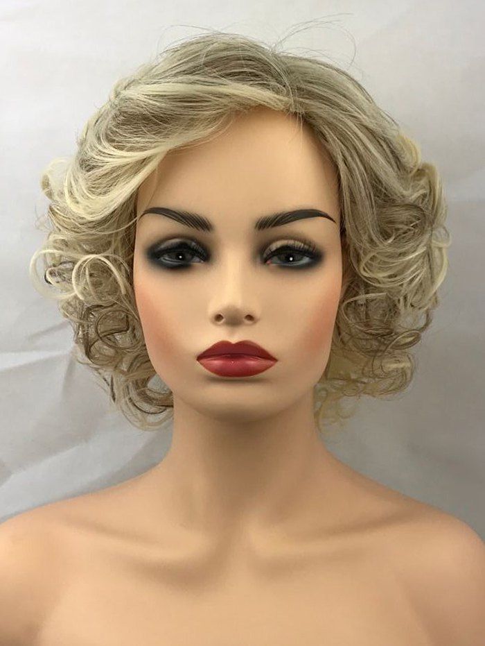 

Short Side Bang Colormix Curly Synthetic Wig, Multi