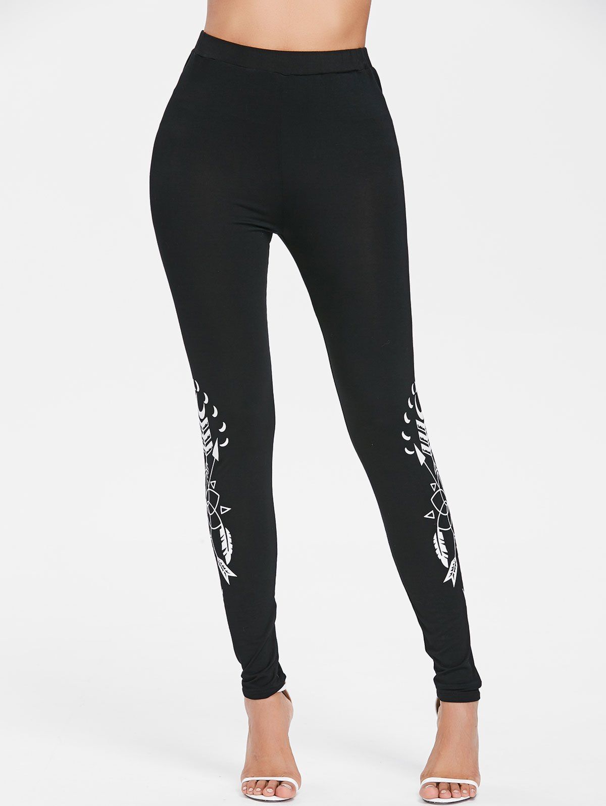 

Arrows Print Fitted Workout Leggings, Black