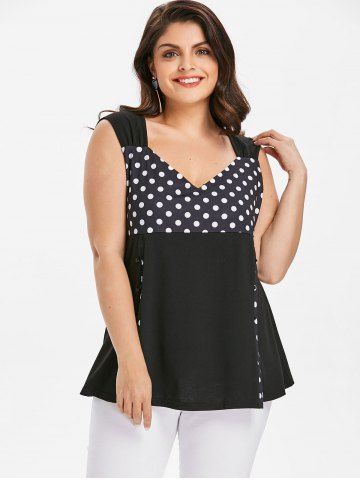 

Polka Dot Sweetheart Plus Size Tank Top, Black