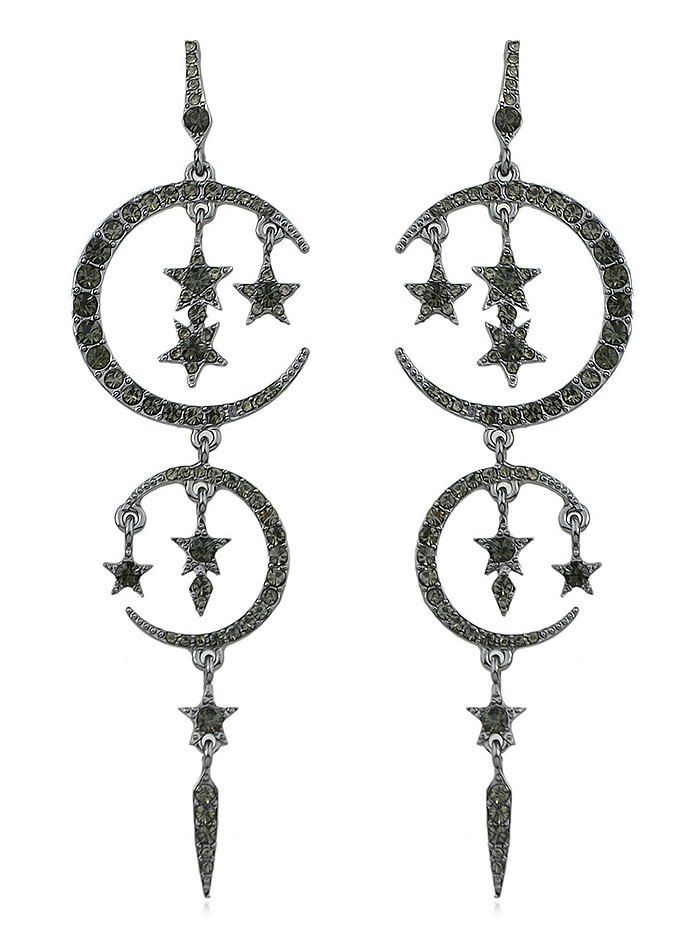 

Moon and Stars Drop Earrings, Black