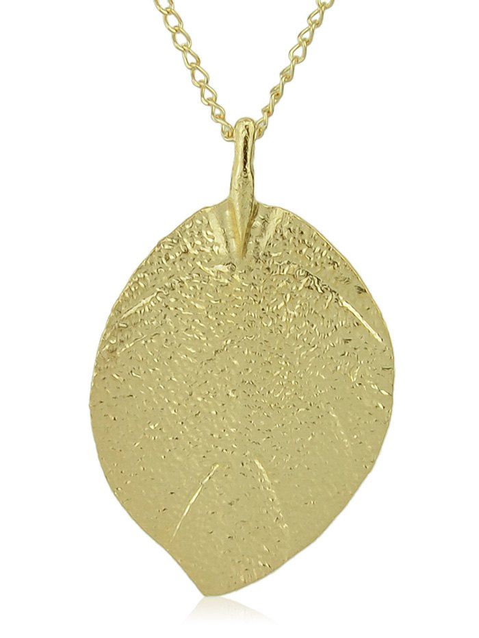 

Carved Leaf Pendant Necklace, Gold