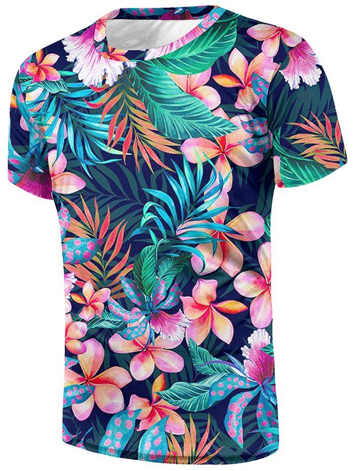 

Flower Leaf Print Tee Shirt, Multi