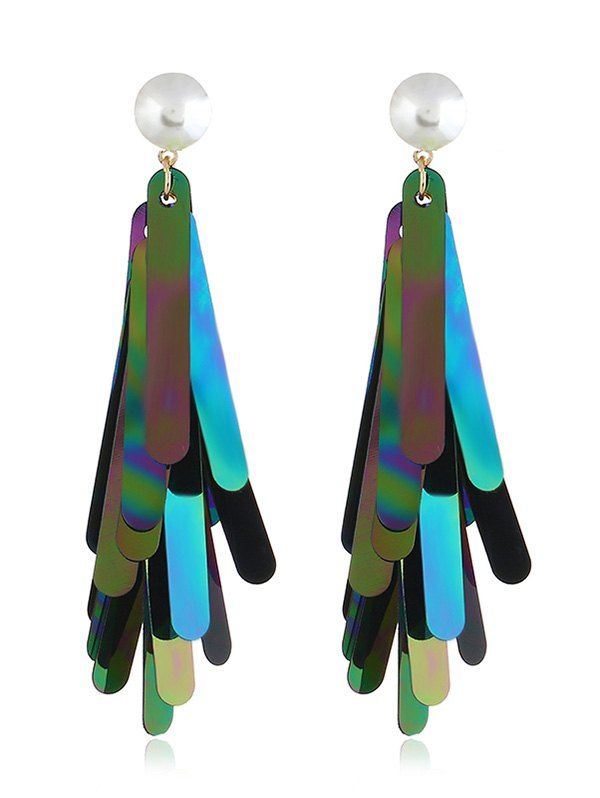 

Colored Sequins Decorative Party Earrings, Cadetblue