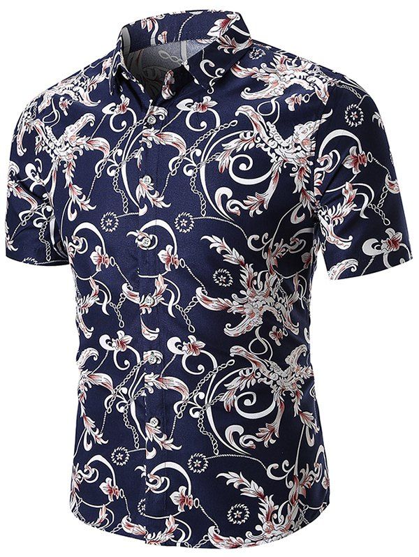 

Filigree Chain Print Short Sleeve Shirt, Red