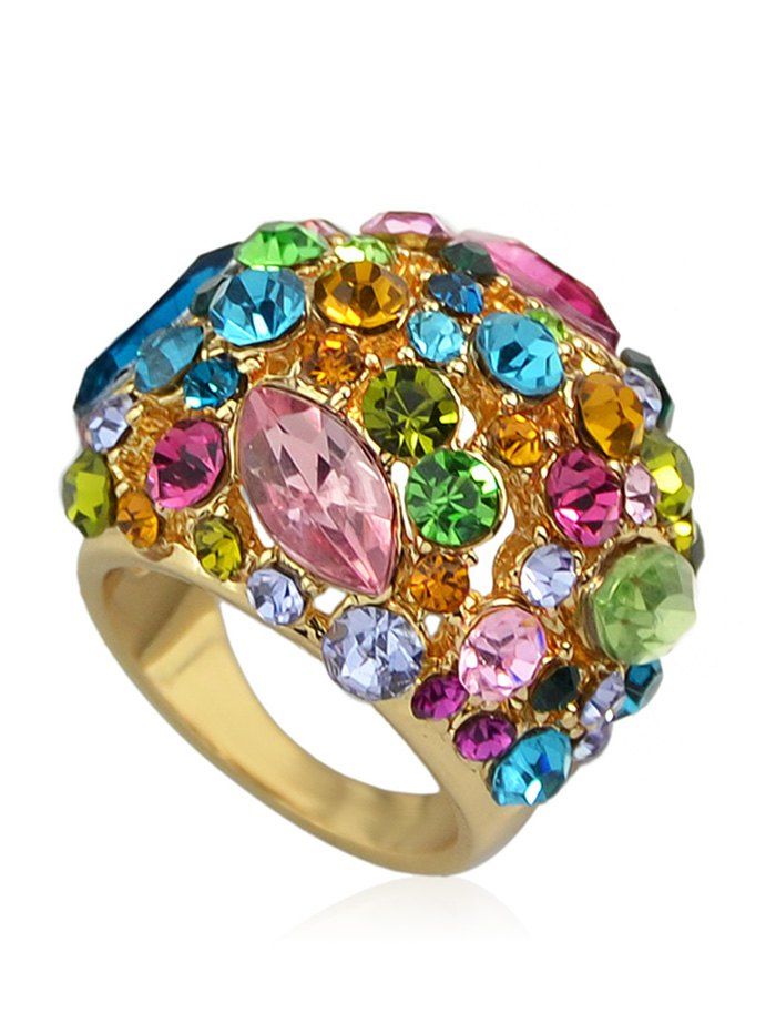 

Shimmering Chic Rhinestone Color Block Rings, Gold