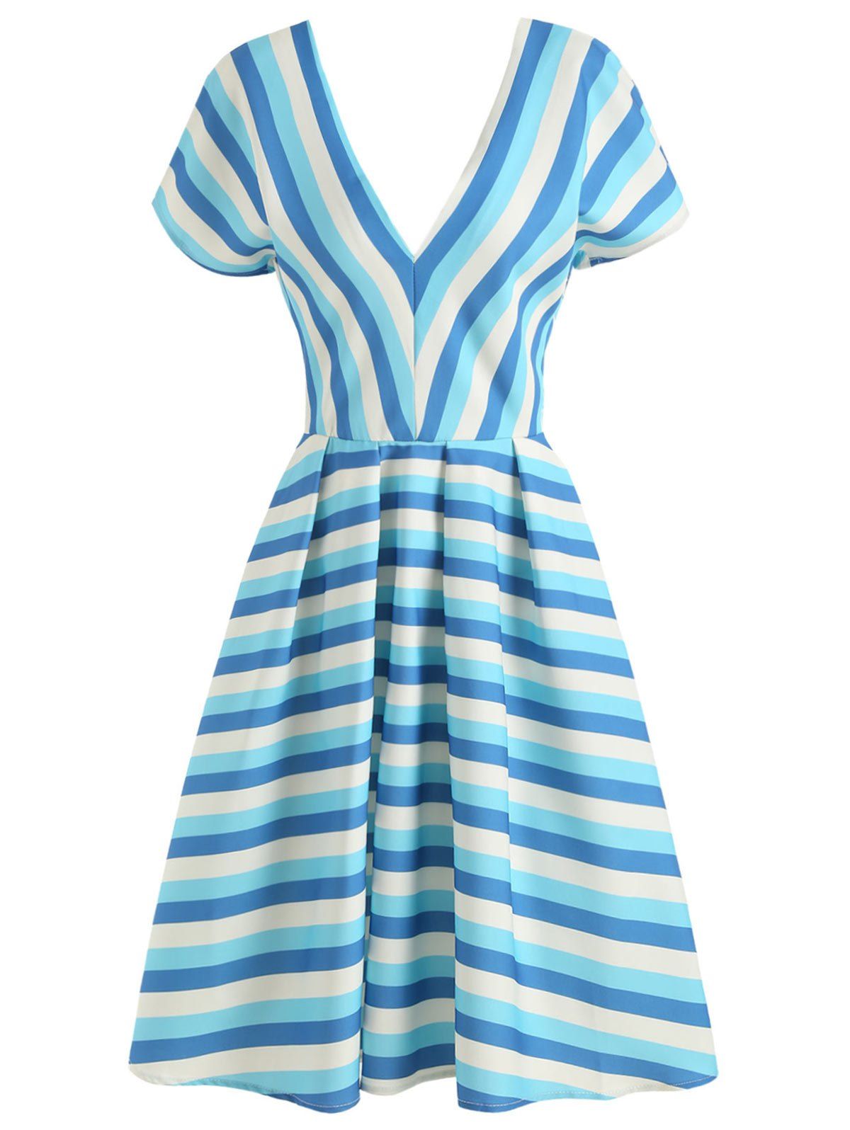 

Stripe V Neck A Line Midi Dress, Multi