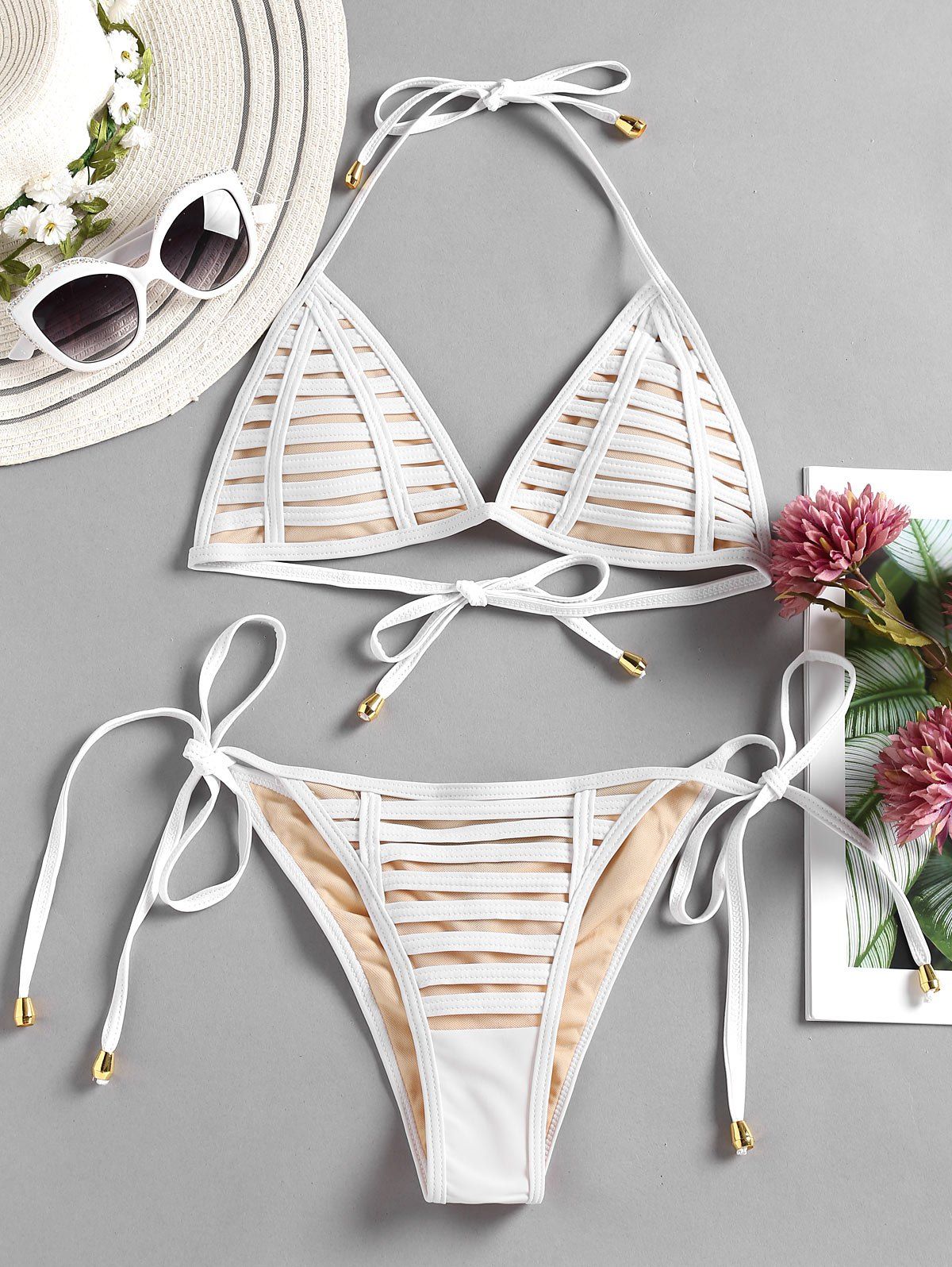 

Two Tone Low Waisted Bikini Set, White