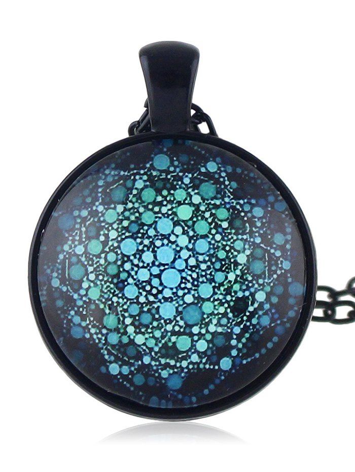 

Round Shaped Printed Drop Necklace, Blue