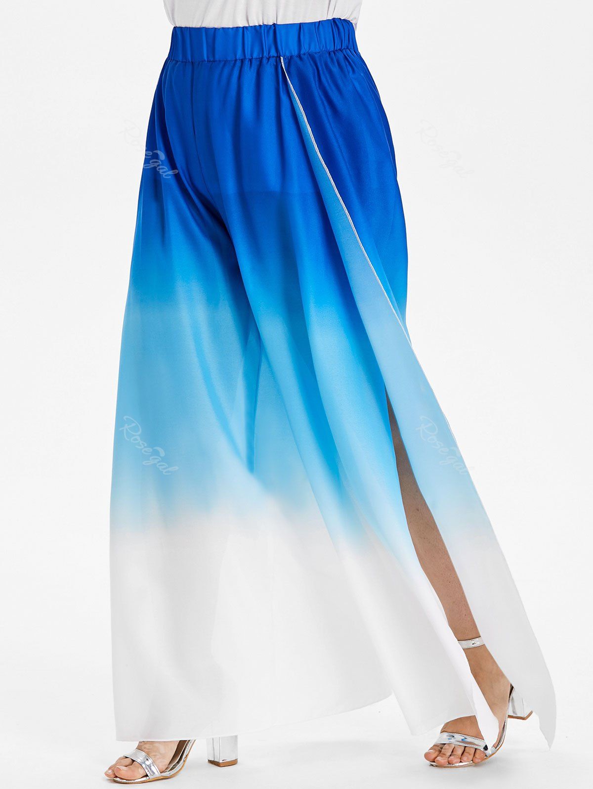 

Plus Size Ombre Wide Leg Pants, Blue