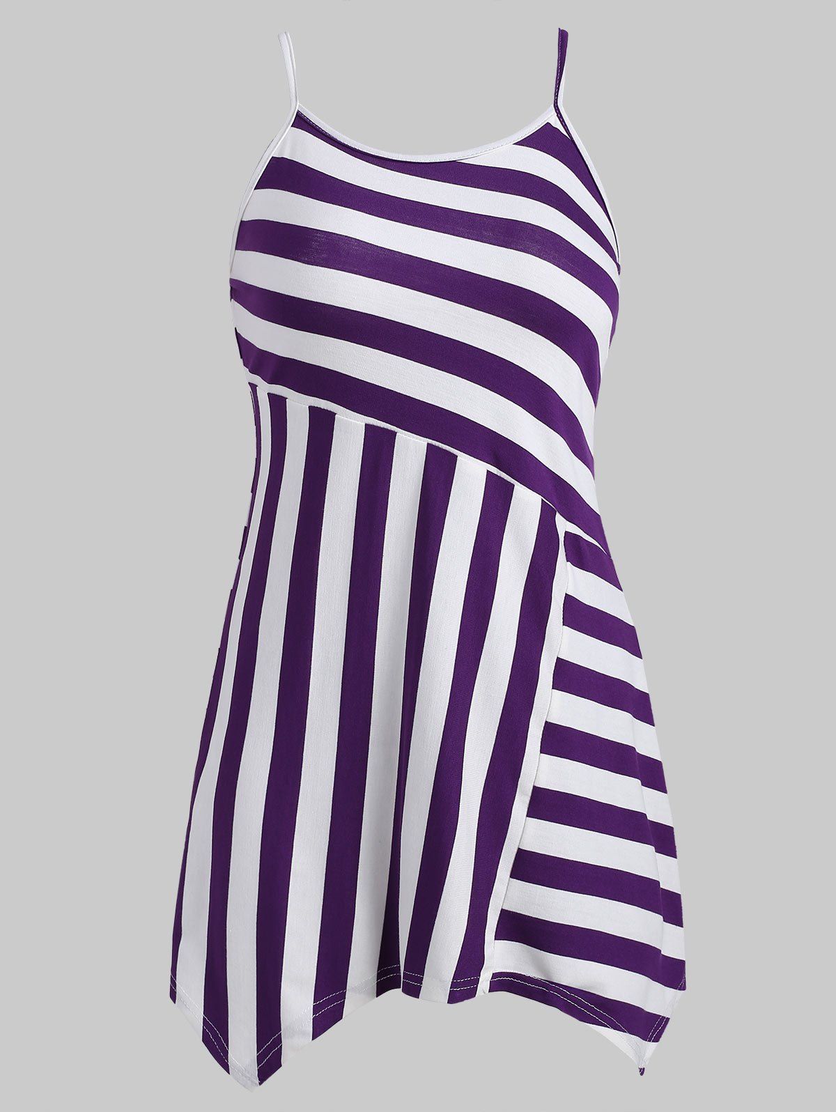 

Striped Slip Asymmetrical T-shirt, Purple iris