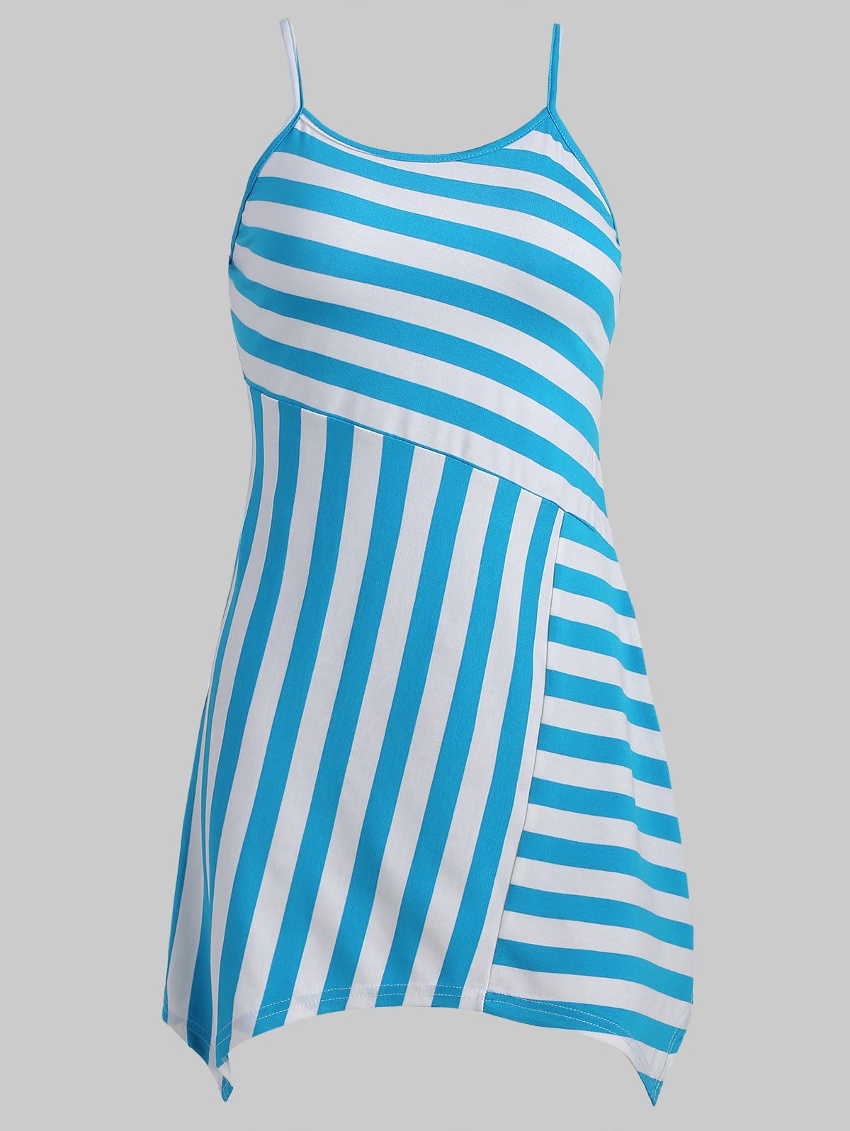 

Striped Slip Asymmetrical T-shirt, Ocean blue