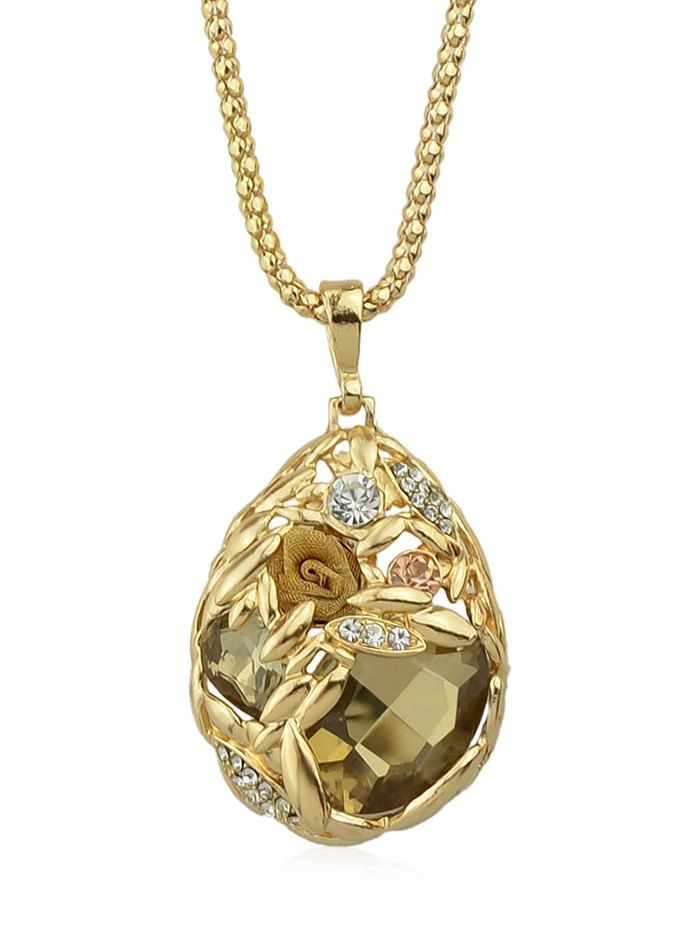 

Rhinestone Flower Decoration Water Drop Shaped Hanging Necklace, Champagne