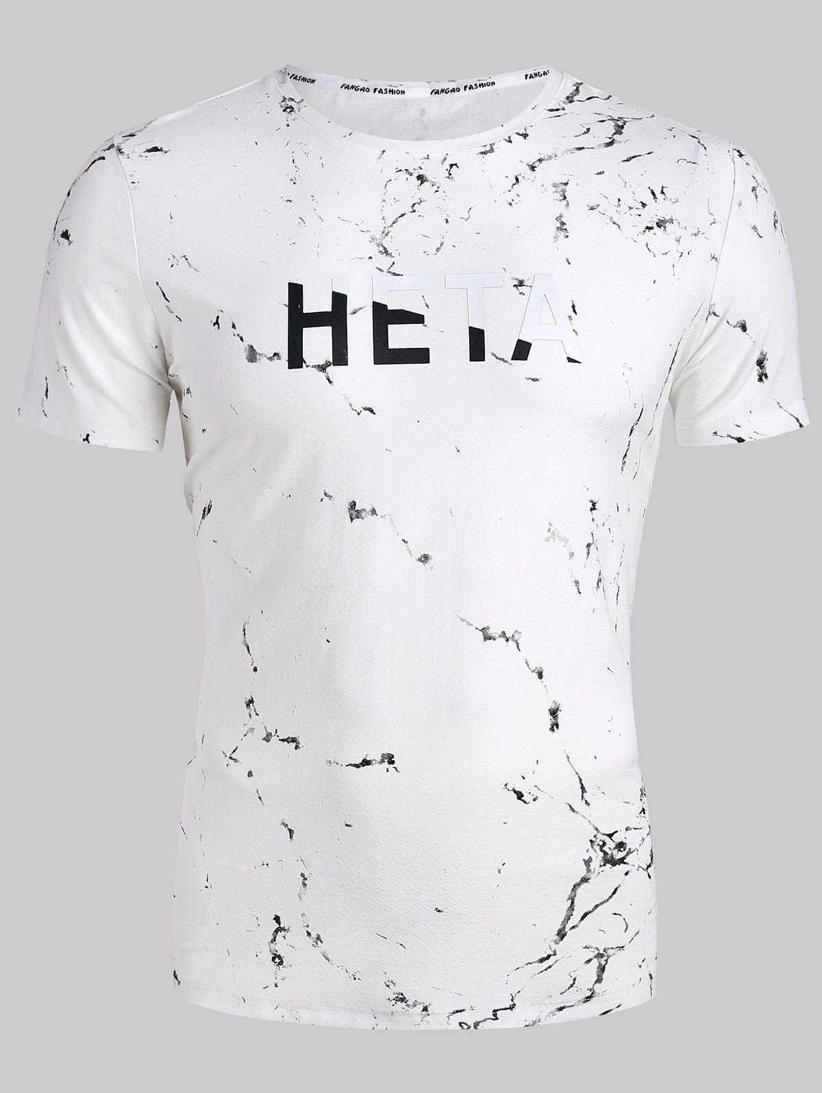 

Ink Paint Print Letter Short Sleeve Tee, White