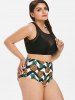 Pineapple Zig Zag Plus Size Tankini Swimsuits -  