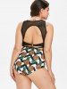 Pineapple Zig Zag Plus Size Tankini Swimsuits -  