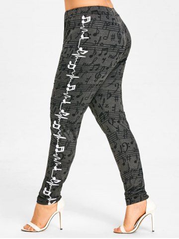 

Musical Notes Allover Plus Size Casual Pants, Deep gray