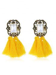 Vintage Faux Gem Decorative Fringed Earrings -  