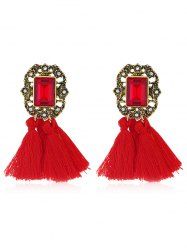 Vintage Faux Gem Decorative Fringed Earrings -  