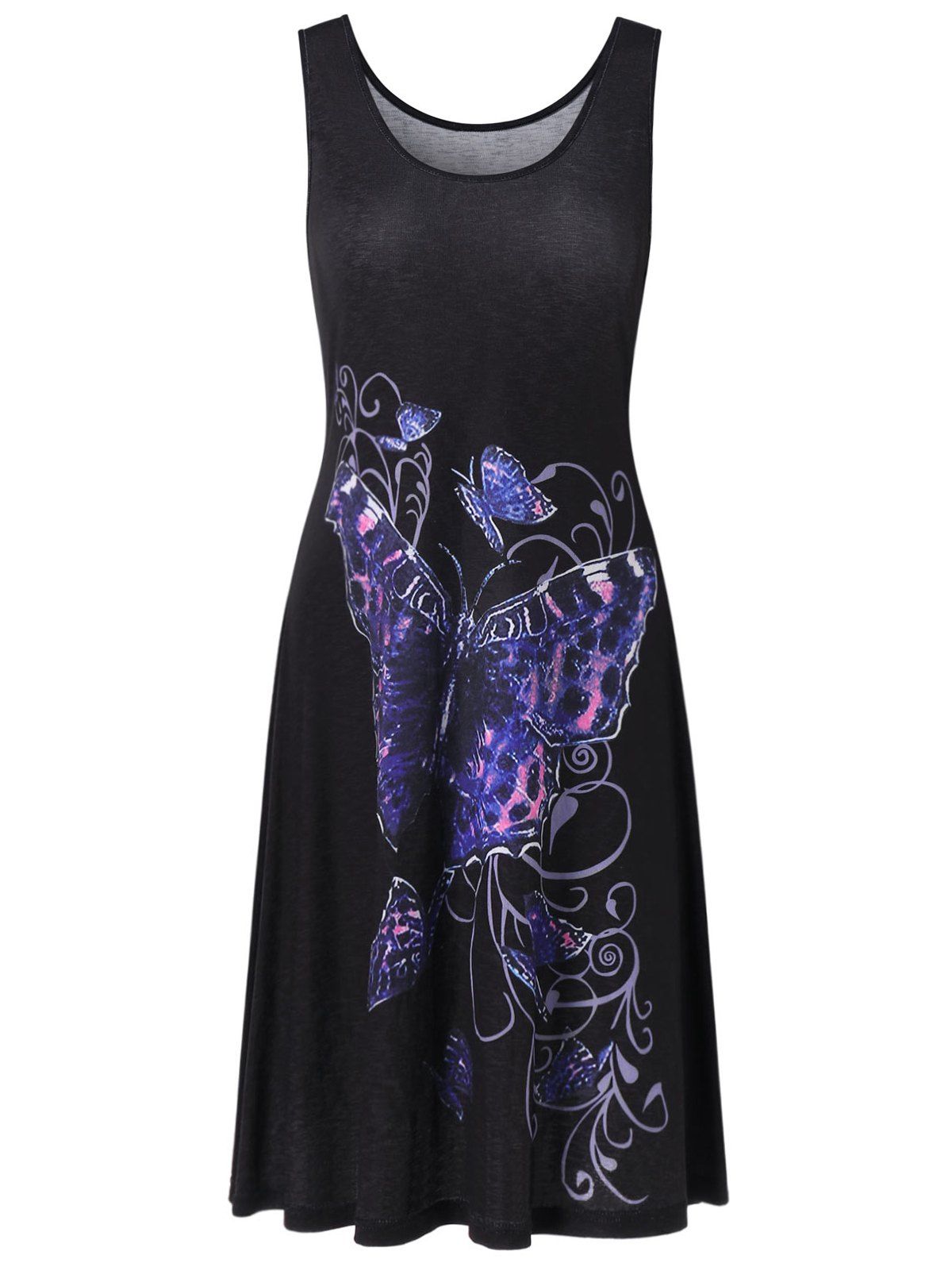 

Butterflies Pattern Tank Dress, Black
