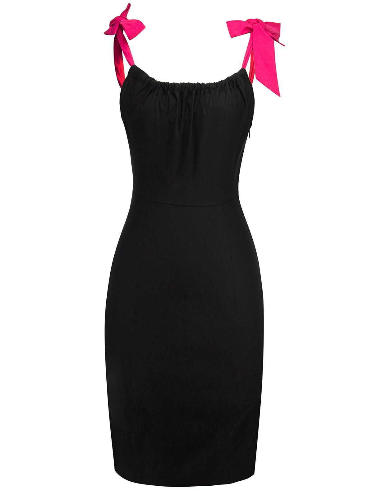 

Bodycon Self Tie Straps Knee Length Dress, Black