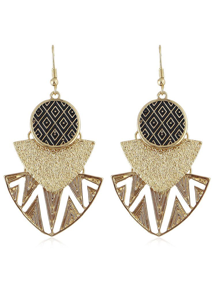 

Round Hollow out Geomertic Shape Drop Earrings, Gold