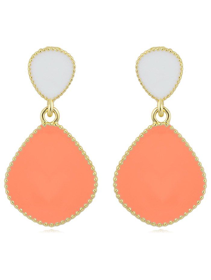 

Plated Beads Decoration Water Drop Design Color Block Drop Earrings, Orange