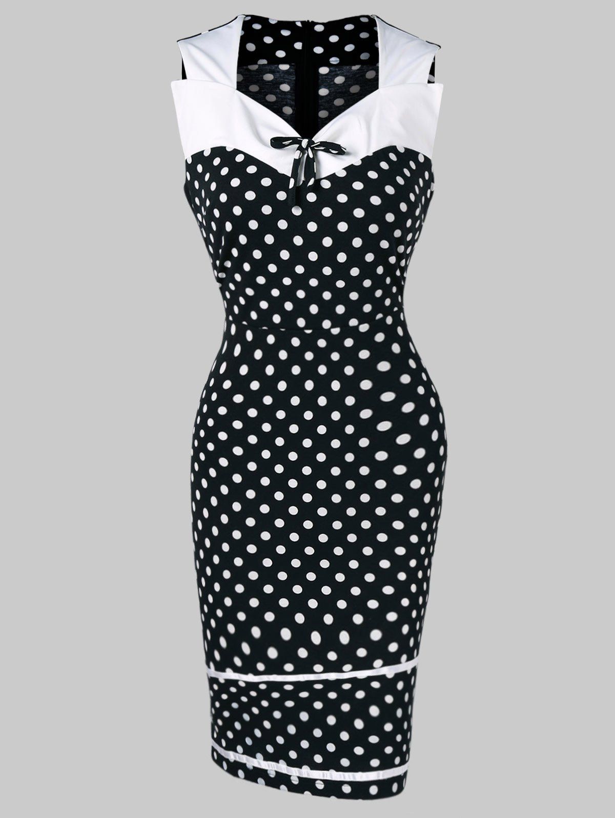 

Retro Polka Dot Mini Dress, Black