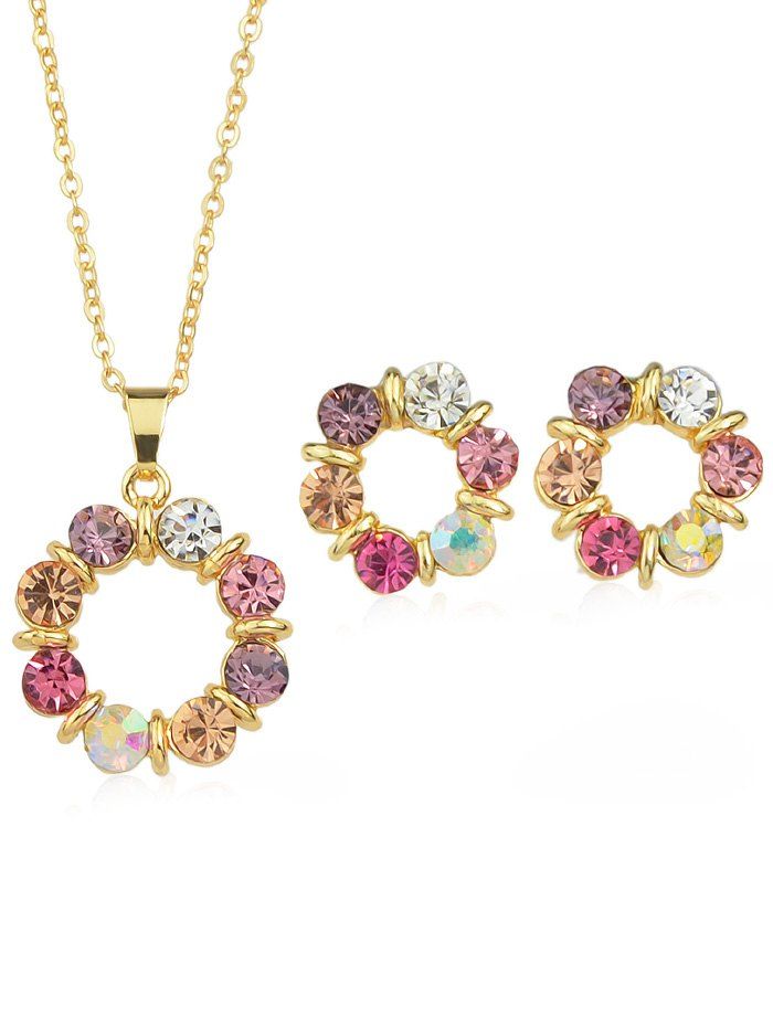 

Rhinestone Plated Chain Necklace with Stud Earrings, Multi