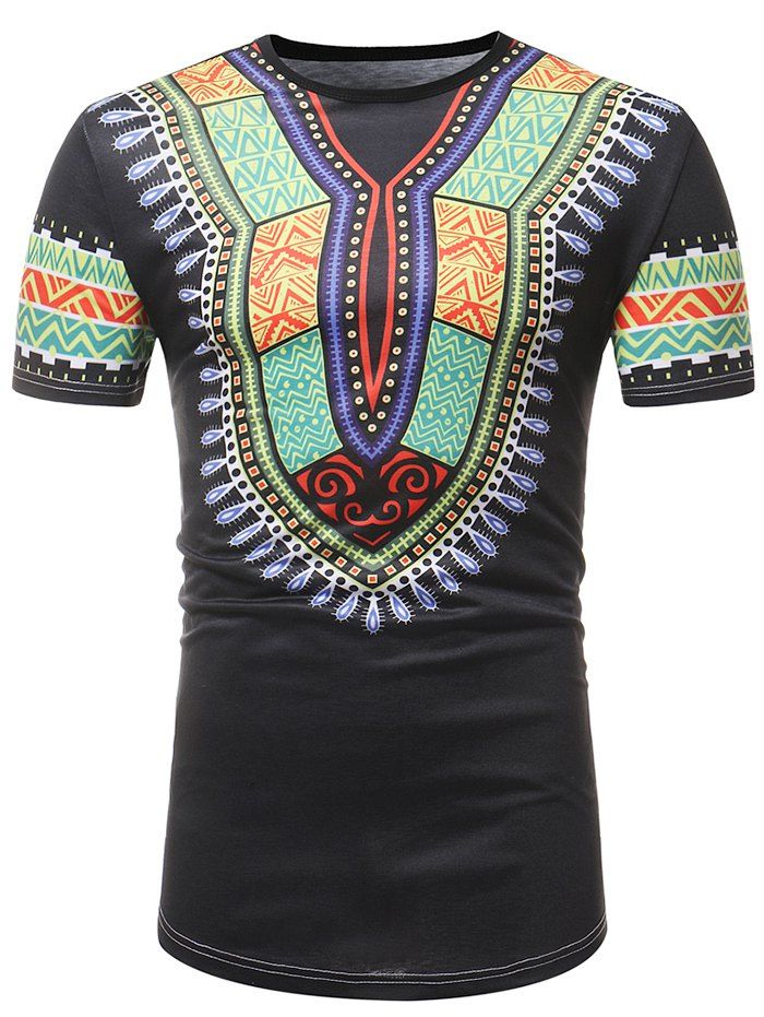 

African Dashiki Short Sleeve T-shirt, Black