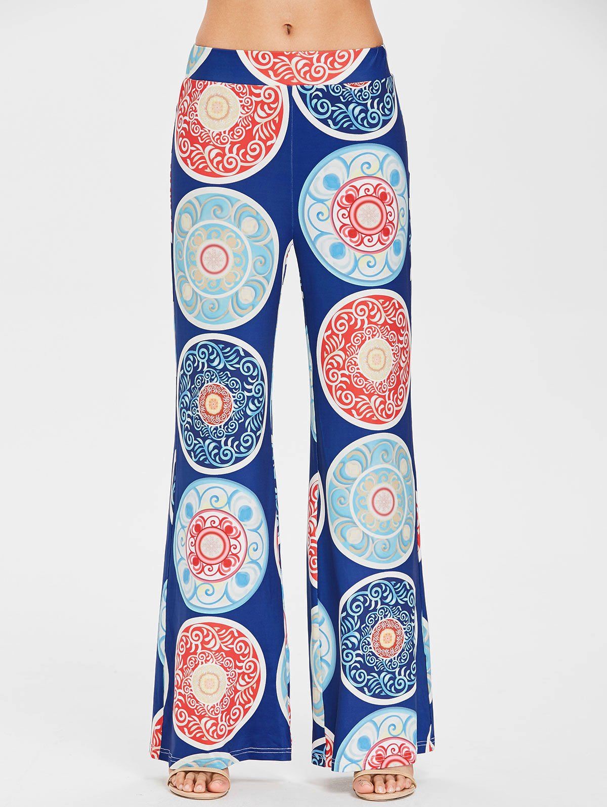 Printed Wide Leg Pants, Cobalt blue