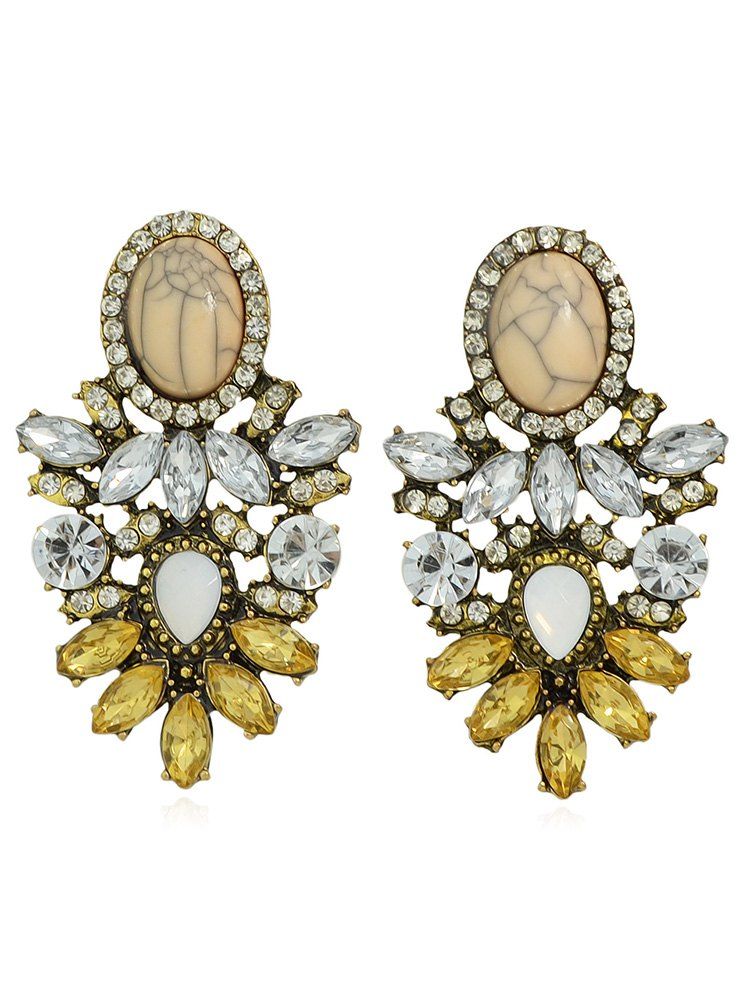 

Water Drop Designed Rhinestone Earrings, Multi