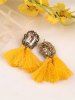 Vintage Faux Gem Decorative Fringed Earrings -  