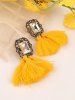 Vintage Faux Gem Decorative Fringed Earrings -  