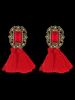 Vintage Faux Gem Decorative Fringed Earrings -  