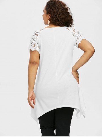 

Plus Size Rose Lace Raglan Sleeve T-shirt, White