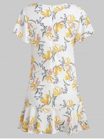 

V Neck Floral Mini Dress, Cornsilk