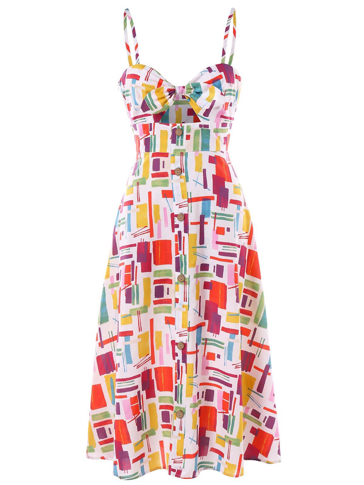 

Knot Front Cut Out Print Dress, Multi