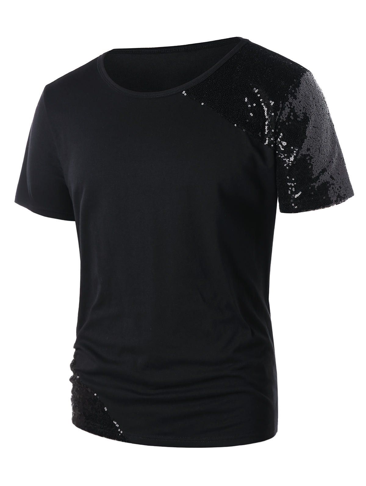 

Short Sleeve Paillette Embellished T-shirt, Black