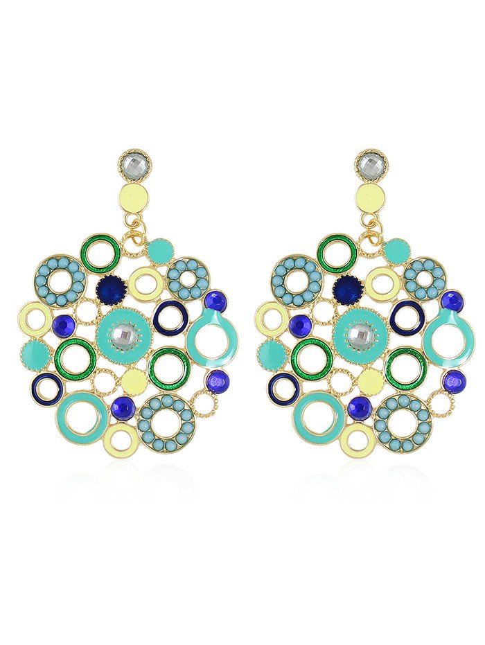 

Rhinestone Round Inserted Decoration Drop Earrings, Multi