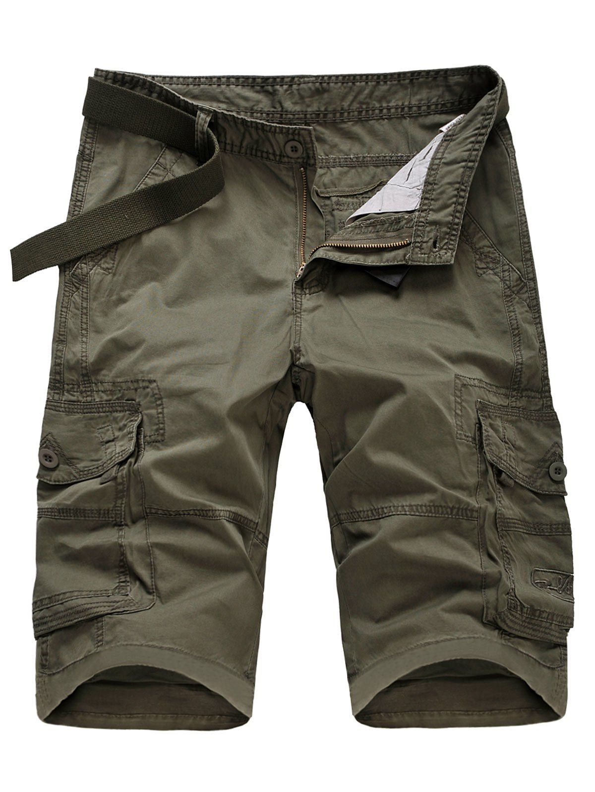 

Casual Flap Pockets Zipper Fly Cargo Shorts, Army green