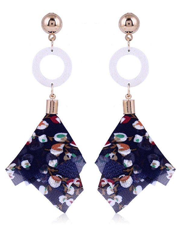 

Wooden Round Cloth Dangle Drop Earrings, White