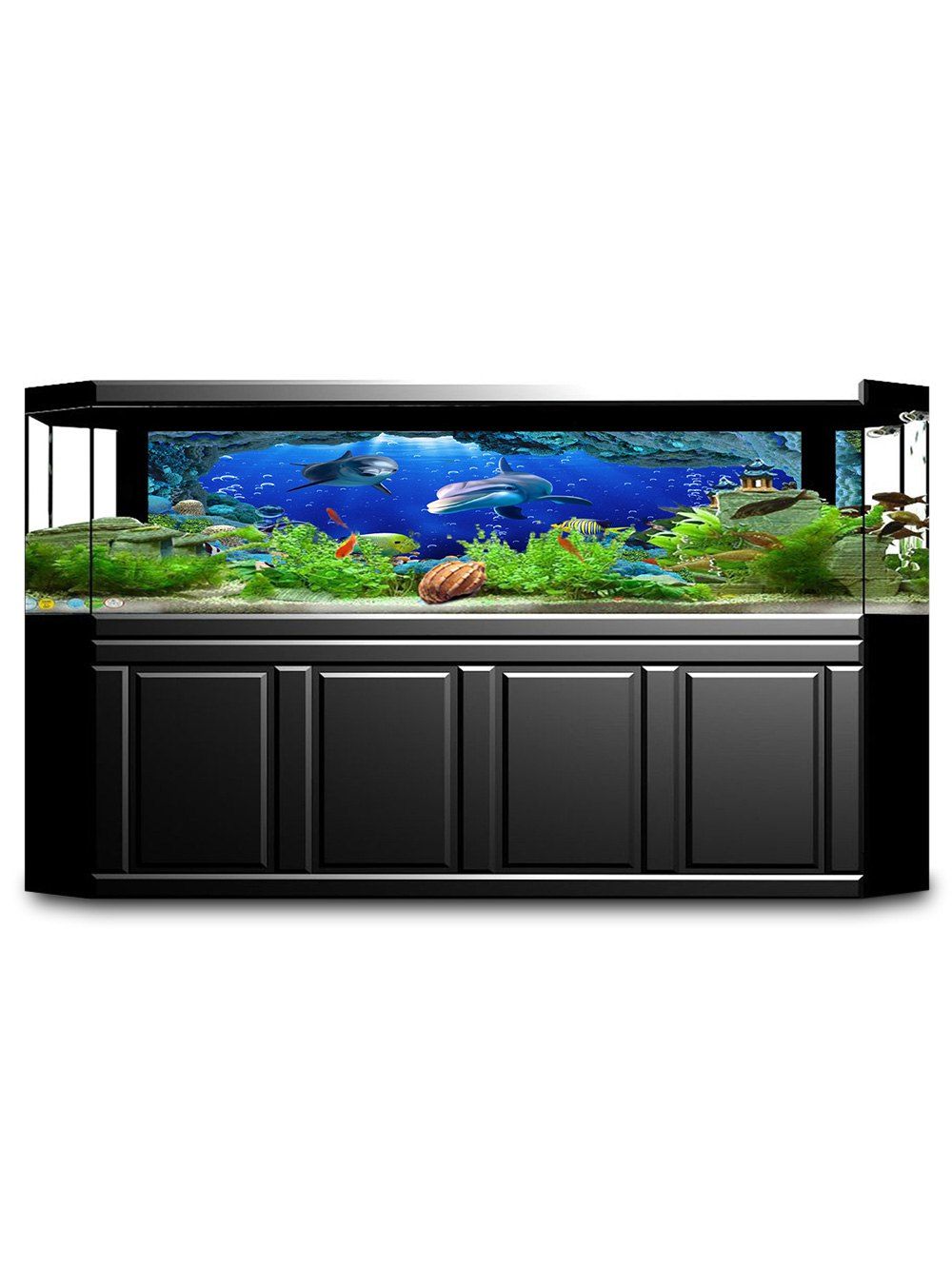 

Underwater Fish Print Fish Tank Background Decor Sticker, Multi