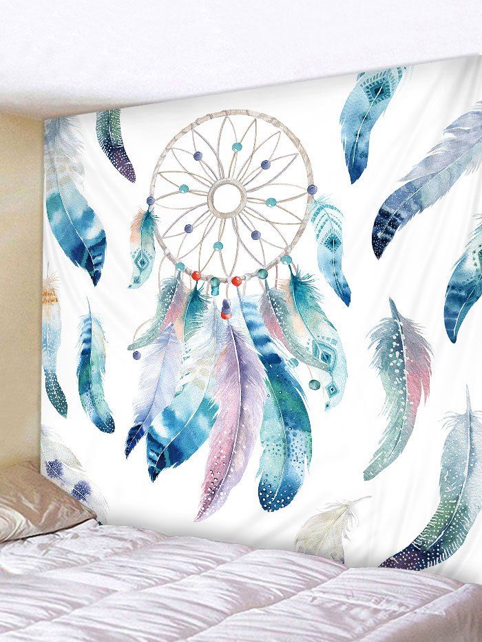 

Dream Catcher Feather Print Tapestry Wall Hanging Decor, Multi
