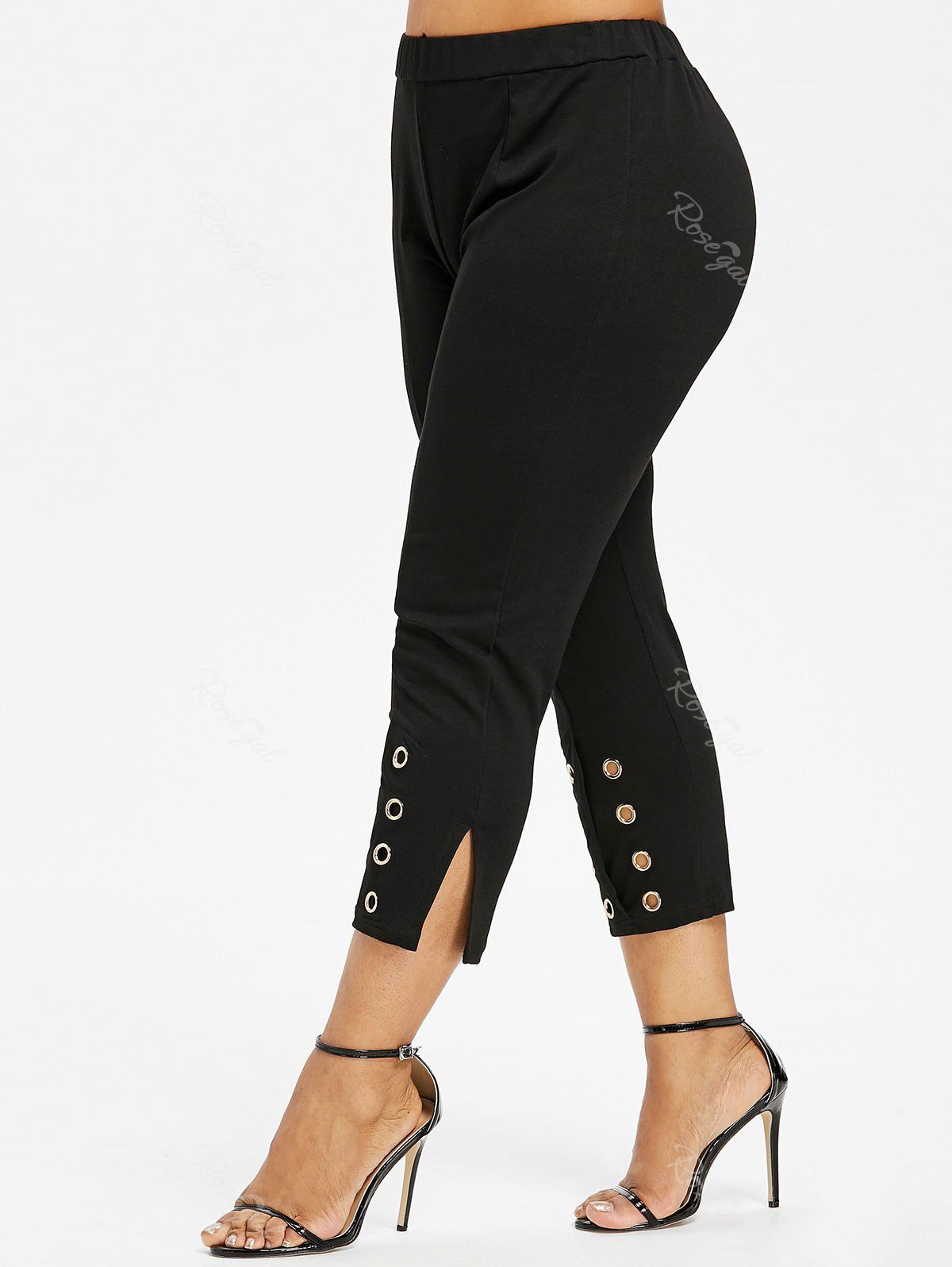 

Plus Size Grommet Cropped Pants, Black