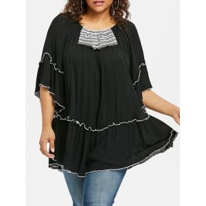 

Plus Size Color Block Swing Blouse, Black
