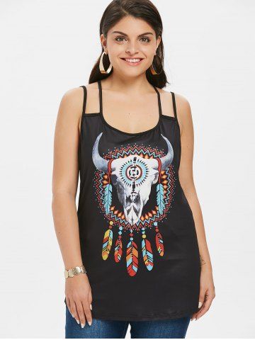 2019 tribal print handkerchief plus size tank top