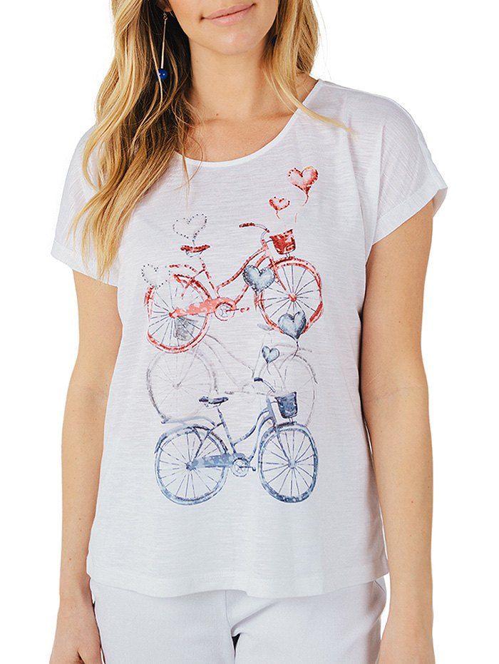 

Vintage Glitter Bicycle Print T-shirt, White